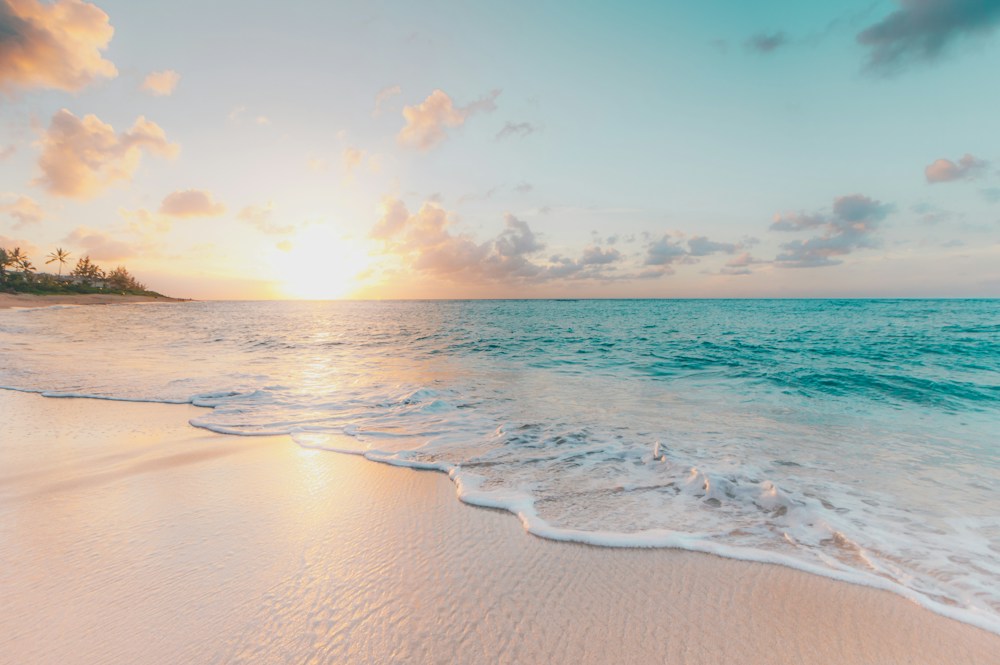 Turquoise water and a sunlit beach